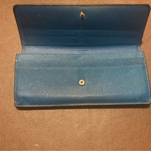 Coach Women's Leather Slim Envelope Flap Long Wallet Teal 8”x4” - Picture 3 of 14